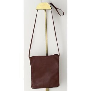 Brown Leather Crossbody Organizer Bag Zip Pocket
